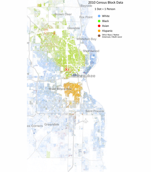 Racial dot map of Milwaukee