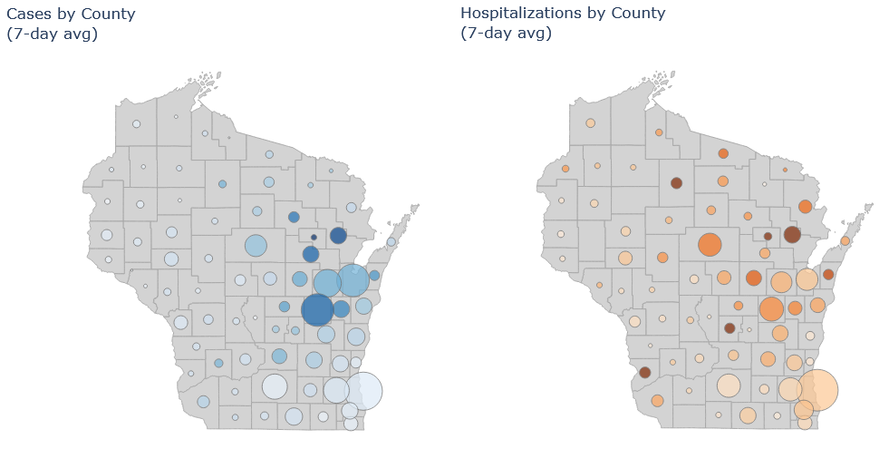 Maps of cases and hospitalizations